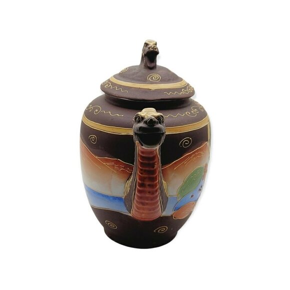 Vintage Takito Japanese Dragon Teapot Satsuma Moriage Handpainted Estate Asian - Picture 2 of 12